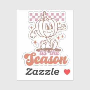 'Dit is het seizoen Retro Groovy Pumpkin Herfst Sticker