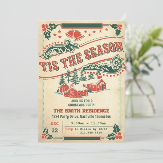 Dit is het seizoen retro  rustieke uitnodiging (Staand voorkant)