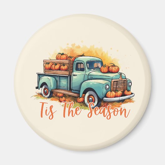'Dit is het seizoen - Rustieke vrachtwagen met pom Magneet (Voorkant)