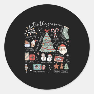 Dit is het seizoen Santa Candy Cane Christmas Tree Ronde Sticker