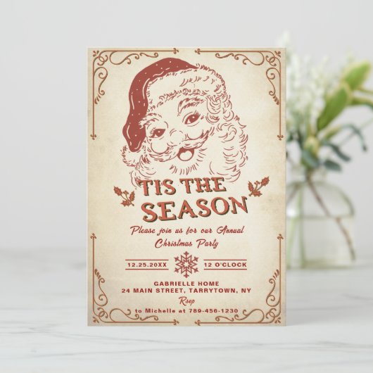Dit is het seizoen Santa Retro Kerstfeest Kaart (Staand voorkant)
