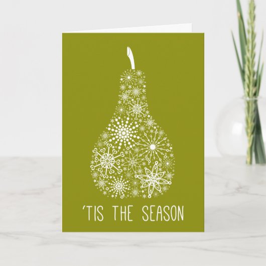 Dit is het seizoen Snowflake Pear op Avocado Green Feestdagen Kaart (Voorkant)