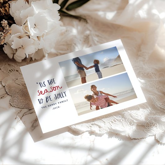 'Dit is het seizoen twee foto familie kerst Feestdagenkaart