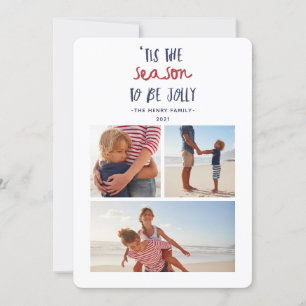 dit is het seizoen van de drie fotofamilie kerst feestdagenkaart