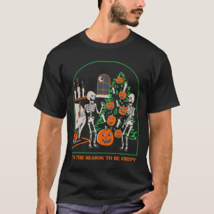Dit is het seizoen van de kreukachtige skeleton Pu T-shirt
