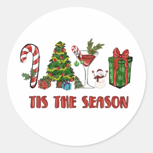 Dit is het seizoen voor een prettige kerst ronde sticker (Voorkant)