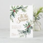 Dit is het seizoen Winter Berries gebladerte Kerst Kaart (Staand voorkant)