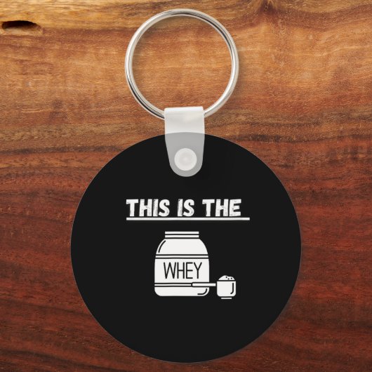 Dit is het Whey Gym Design Sleutelhanger (Voorkant)