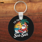 Dit is het Zee Sun Santa Beach Kerst in juli Sleutelhanger (Voorkant)