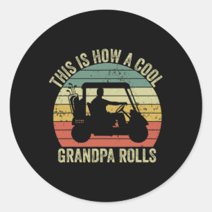 Dit is hoe een coole opa vintage golf vader rolt  ronde sticker