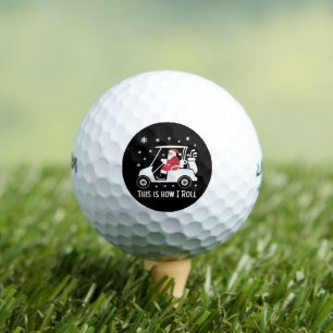 Dit is hoe ik grappige Kerstman op een golfkar rij Golfballen