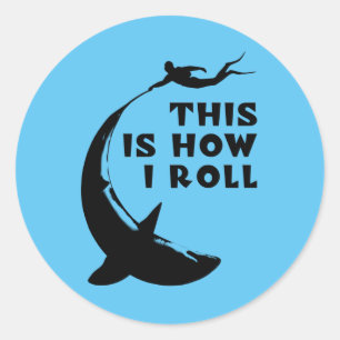 Dit is hoe ik rol - duiken met haai ronde sticker