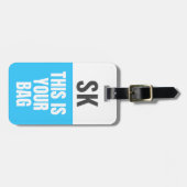 Dit is je tas | Aangepaste Initialen Bold Neon Blu Bagagelabel (Voorkant horizontaal)