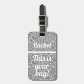 Dit is je tas Funny Silver Glitter Bagagelabel (Voorkant verticaal)