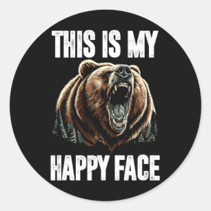 Dit is mijn blije gezicht Beer Funny Grizzly Fores Ronde Sticker