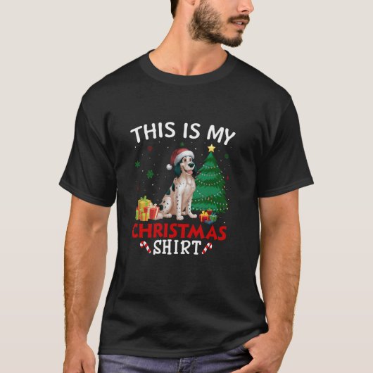 Dit is mijn Engelse Setter Dog Santa Hat Christmas T-shirt (Voorkant)