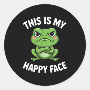 Dit Is Mijn Gelukkige Gezicht Grappige Boze Kikker Ronde Sticker