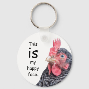 Dit is mijn gelukkige gezicht. Grumpy Chicken. Sleutelhanger