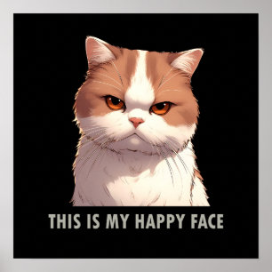 Dit is mijn gelukkige gezicht Moody Kat Poster