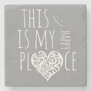 Dit is mijn gelukkige plek Inspirerend Stenen Onderzetter