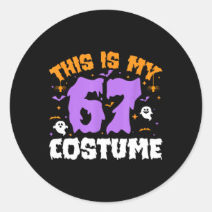 Dit is mijn Halloween 67 kostuum nummer 6 7 meme S Ronde Sticker