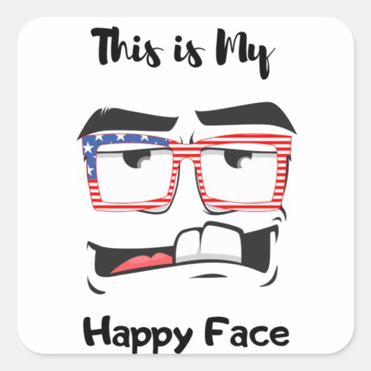 Dit is mijn Happy Face Funny Angry Face Stiker Vierkante Sticker (Voorkant)