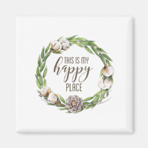 Dit is mijn Happy Place Floral Wreath Ring Magneet
