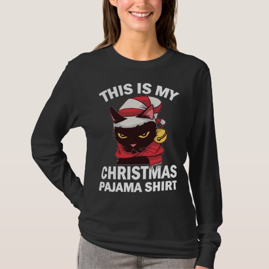 Dit is mijn kerst pyjama boze kat sinterklaas t-shirt (Voorkant)