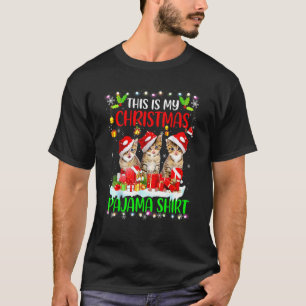 Dit Is Mijn Kerst Pyjama Katten Santa Hoed Licht T-shirt