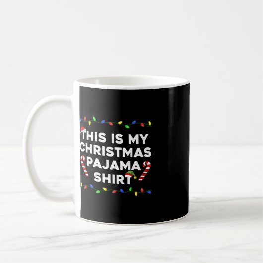 Dit is mijn kerst pyjama lampjes leuk vakantie fam koffiemok (Links)