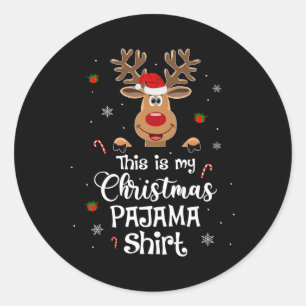 Dit is mijn kerst pyjama leuk kerst rendier ronde sticker