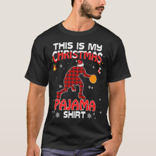 Dit is mijn kerst pyjama rood gepolijst basketbal  t-shirt
