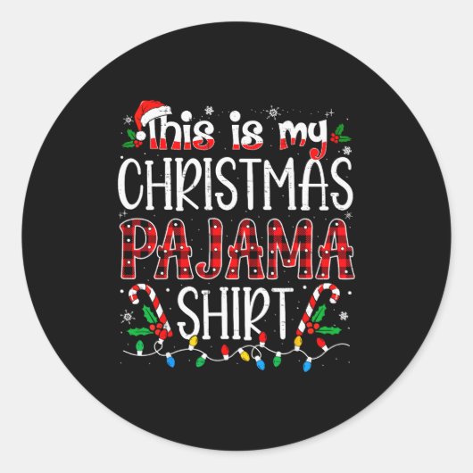 Dit Is Mijn Kerst Pyjama Shirt Grappige Kerst Pjs Ronde Sticker (Voorkant)