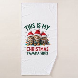 Dit Is Mijn Kerst Pyjama Shirt Kat Liefhebber Grap Badhanddoek