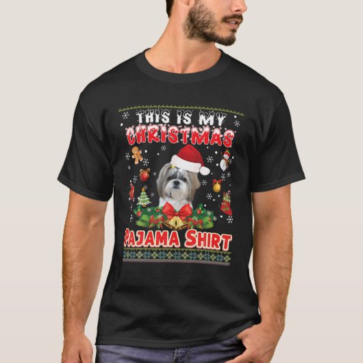 Dit is mijn kerst pyjama Shirt shih tzu dog ugl (Voorkant)