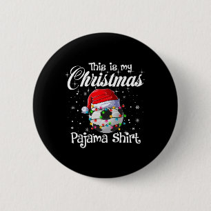 Dit Is Mijn Kerst Pyjama Voetbal Kerstlicht Ronde Button 5,7 Cm