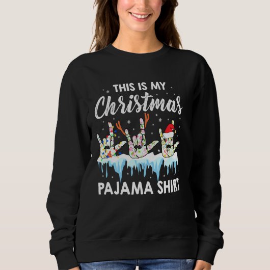Dit is mijn kerstblad Pajama Asl Sign Language Dea Trui (Voorkant)