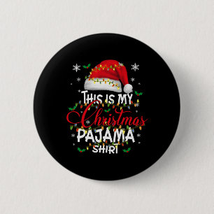 Dit is mijn kerstfeest Pajama lampjes Mannen Kind Ronde Button 5,7 Cm