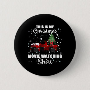 Dit Is Mijn Kerstfilm Kijkend Buffalo Plaid  Ronde Button 5,7 Cm