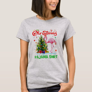 Dit is mijn kerstpajama Flamingo Scarf Santa Hat T-shirt