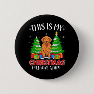 Dit is mijn kerstpajama Golden Retriever Dog X Ronde Button 5,7 Cm