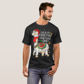 Dit is mijn kerstpajama kerstkerstman Llama Santa T-shirt (Voorkant volledig)