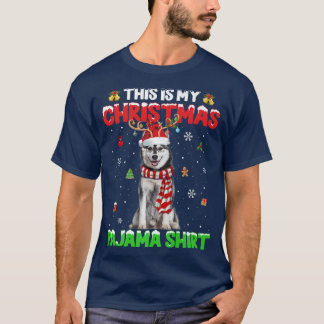 Dit is mijn kerstpajama licht Siberian Husky T-shirt