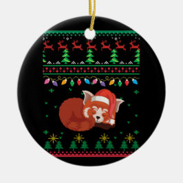 Dit is mijn kerstpajama Red Panda Ugly Sweater Keramisch Ornament