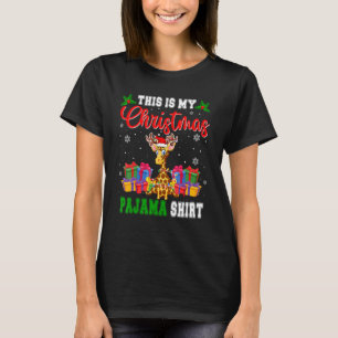 Dit is mijn kerstpajama Santa Reindeer Giraffe T-shirt