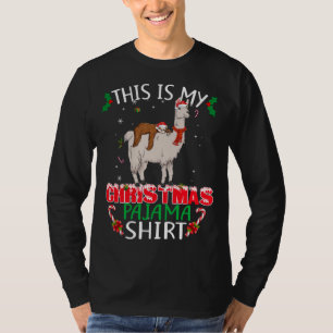 Dit is mijn kerstpajama Santa Sloth Riding Lla T-shirt