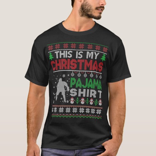 Dit is mijn kerstpajama Ugly Sweater Hockey Xm T-shirt (Voorkant)