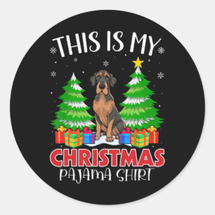 Dit is mijn kerstpyjama Grote Deense hond Xmas PJ Ronde Sticker