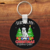 Dit is mijn Kerstpyjama Grote Pyreneeën Hond XMA Sleutelhanger (Voorkant)