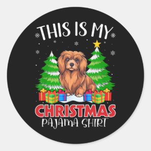 Dit is mijn kerstpyjama Lhasa Apso hond Xmas PJ Ronde Sticker